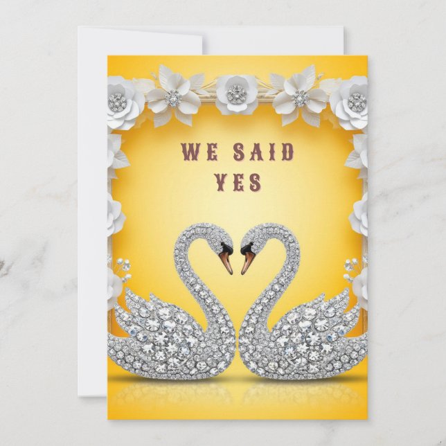 🌸 Romantic Crystal Swan Mirror Composition 💖 Invitation (Front)