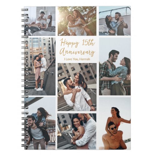 Romantic Custom Anniversary Modern Collage Photo Notebook