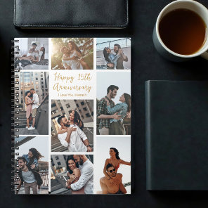 Romantic Custom Anniversary Modern Collage Photo Notebook