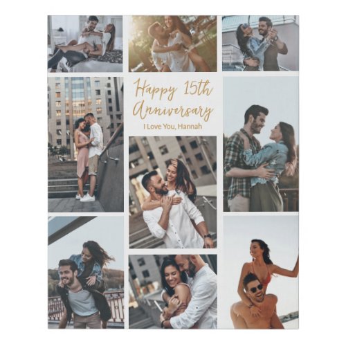 Romantic Custom Anniversary Modern Photo Collage Faux Canvas Print