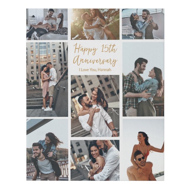 Romantic Custom Anniversary Modern Photo Collage Faux Canvas Print (Front)