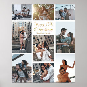 Romantic Custom Anniversary Modern Photo Collage Poster