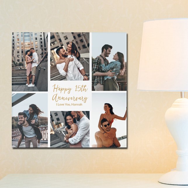 Romantic Custom Anniversary Photo Collage Modern Acrylic Print (Creator Uploaded)