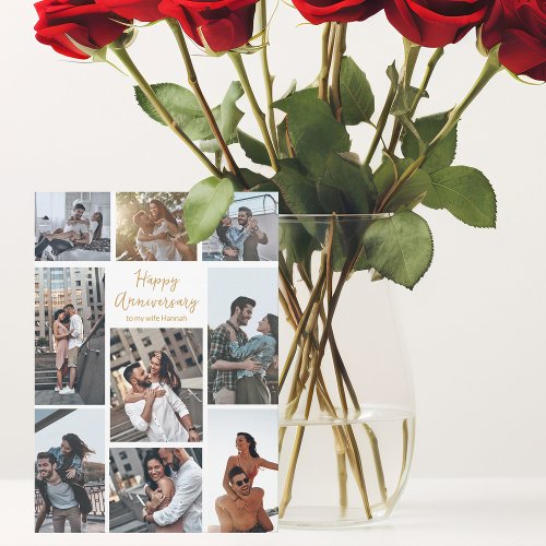 Romantic Custom Anniversary Photo Collage Modern Card