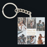 Romantic Custom Anniversary Photo Collage Modern Keychain<br><div class="desc">Chic customizable photo collage keychain for your husband,  wife,  girlfriend,  or boyfriend on your anniversary. Add 6 of your favorite relationship,  engagement,  or wedding photos and order as a romantic gift for your partner. A beautiful personalized gift full of memories.</div>