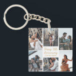 Romantic Custom Anniversary Photo Collage Modern Keychain<br><div class="desc">Chic customizable photo collage keychain for your husband,  wife,  girlfriend,  or boyfriend on your anniversary. Add 6 of your favorite relationship,  engagement,  or wedding photos and order as a romantic gift for your partner. A beautiful personalized gift full of memories.</div>