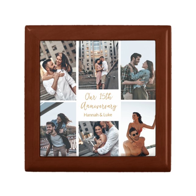 Romantic Custom Couple Photo Collage Anniversary Gift Box (Front)