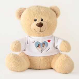 Romantic Custom Couple Photo & Heart Teddy Bear