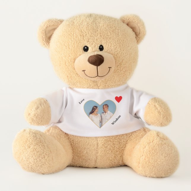 Romantic Custom Couple Photo & Heart Teddy Bear (Front)