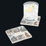 Romantic Custom Photo Collage Anniversary Gift Stone Coaster<br><div class="desc">Chic customizable photo collage anniversary stone coaster for your husband,  wife,  girlfriend,  or boyfriend at your celebration of love. Add 6 of your favorite relationship,  engagement,  or wedding photos and order as a romantic present for your partner. A beautiful personalized gift full of memories.</div>