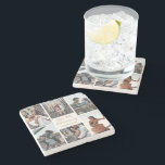Romantic Custom Photo Collage Anniversary Gift Stone Coaster<br><div class="desc">Chic customizable photo collage anniversary stone coaster for your husband,  wife,  girlfriend,  or boyfriend at your celebration of love. Add 6 of your favorite relationship,  engagement,  or wedding photos and order as a romantic present for your partner. A beautiful personalized gift full of memories.</div>