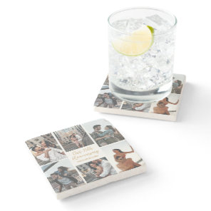 Romantic Custom Photo Collage Anniversary Gift Stone Coaster