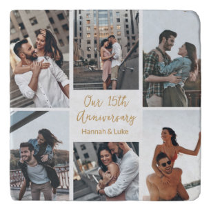 Romantic Custom Photo Collage Anniversary Gift Trivet