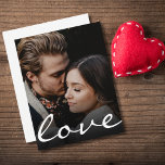 Romantic Custom Photo Love Script Make it Unique Note Card<br><div class="desc">Love is in the air, this design is simple and romantic; and it does the talking for you. A symbol or representation of love, you just need to upload your favorite photo to customize it and make it unique. Love script typography is also customizable, for you to personalize it with...</div>