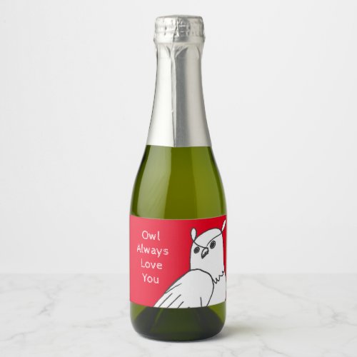 Romantic Cute Animal Pun Owl Sparkling Wine Label