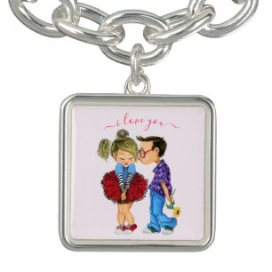 Romantic Cute Couple Bracelet Text - I Love You