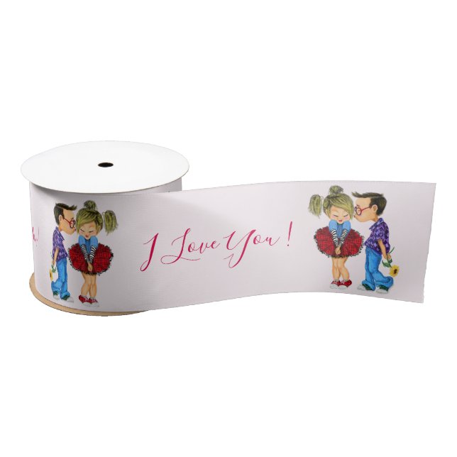 Romantic Cute Couple Ribbon with Text - I love You (Spool)