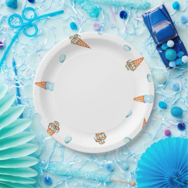Romantic Cute  Ice Cream Birthday Paper Plates (Party)