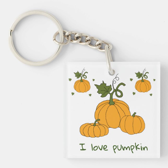 Romantic Cute orange pumpkin harvest      Keychain (Front)