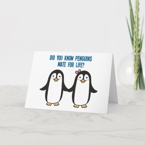 Romantic cute penguins love card