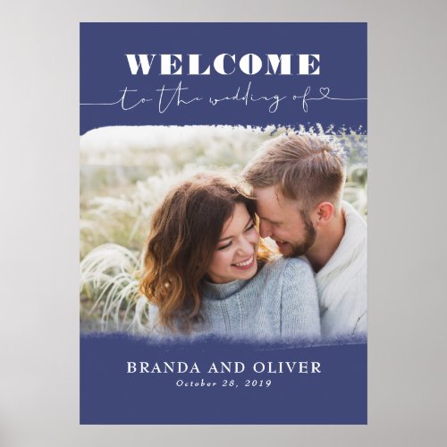 Romantic Cute Photo Wedding Welcome Sign