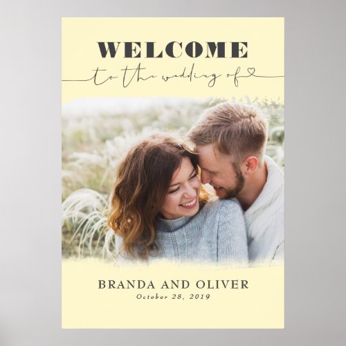 Romantic Cute Photo Wedding Welcome Sign