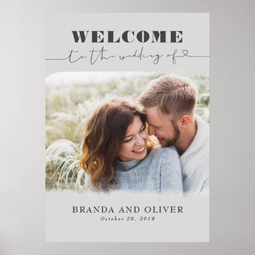 Romantic Cute Photo Wedding Welcome Sign
