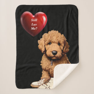 Romantic Cute Puppy Valentine Sherpa Blanket