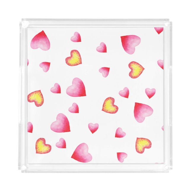 Romantic Cute Red Heart   Acrylic Tray (Front)