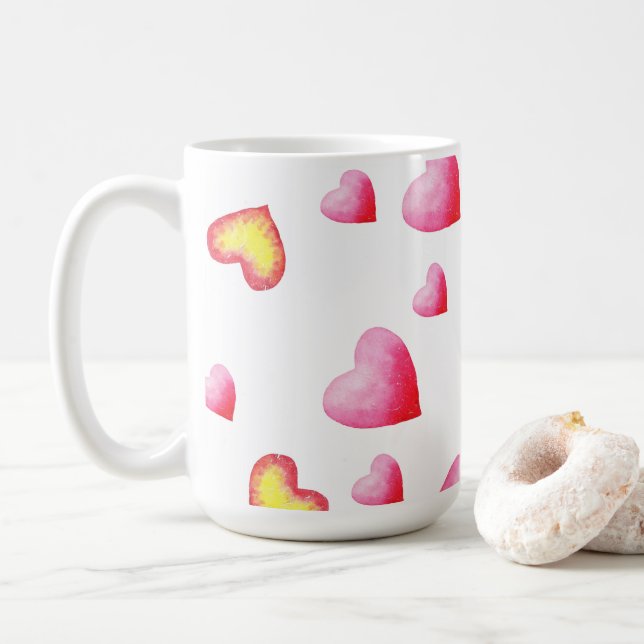 Romantic Cute Red Heart     Coffee Mug (With Donut)