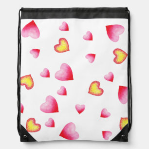 Romantic Cute Red Heart Drawstring Bag