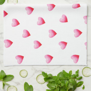 Romantic Cute Red Heart Kitchen Towel
