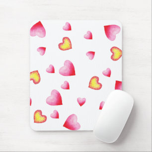 Romantic Cute Red Heart Mouse Pad