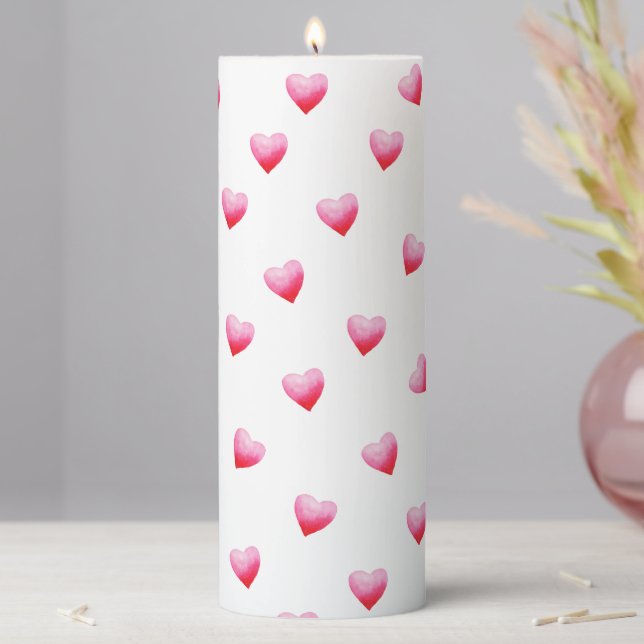 Romantic Cute Red Heart     Pillar Candle (In Situ)