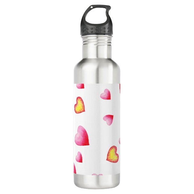 Romantic Cute Red Heart      Stainless Steel Water Bottle (Front)