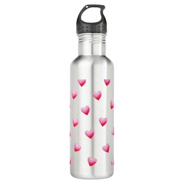 Romantic Cute Red Heart    Stainless Steel Water Bottle (Front)
