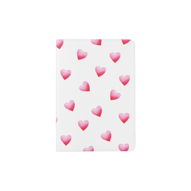 Romantic Cute Red Heart Valentine's Day Passport Holder (Front)
