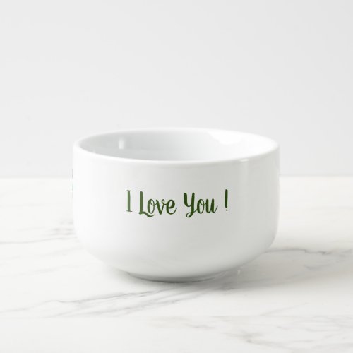 Romantic Cute Watercolor Green Valentines Day   Soup Mug