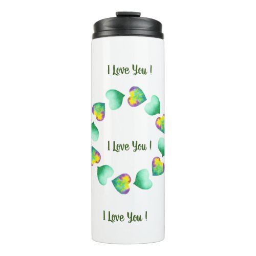 Romantic Cute Watercolor Green Valentines Day  Thermal Tumbler