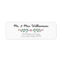Romantic Cute Wedding Return Address Labels
