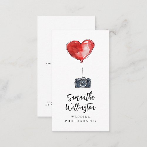 Romantic Cute Whimsical Heart Wedding Photographer Business Card