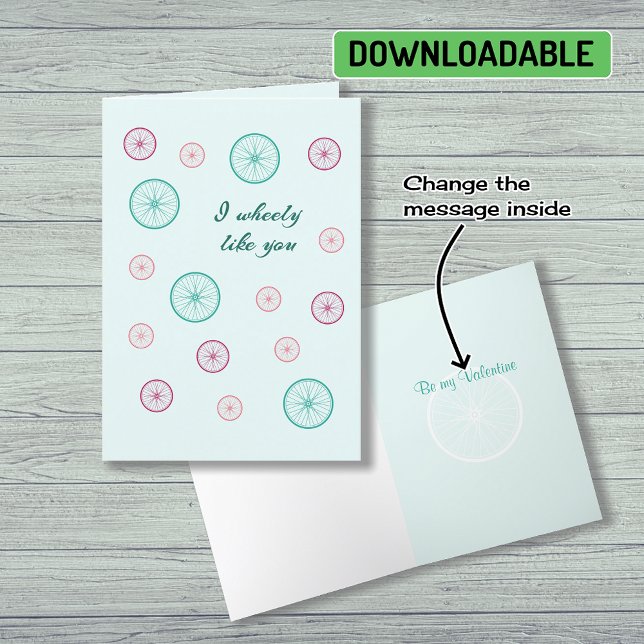 Romantic cycling pun Valentine Holiday Card (Creator Uploaded)