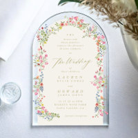 romantic dainty floral arch spring garden wedding acrylic invitations