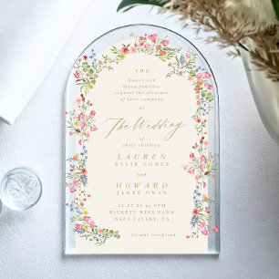 romantic dainty floral arch spring garden wedding acrylic invitations