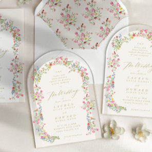 romantic dainty floral arch spring garden wedding acrylic invitations