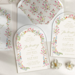 romantic dainty floral arch spring garden wedding acrylic invitations