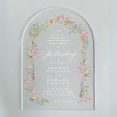 romantic dainty floral arch spring garden wedding acrylic invitations