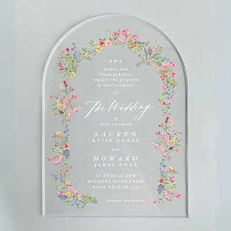 romantic dainty floral arch spring garden wedding acrylic invitations