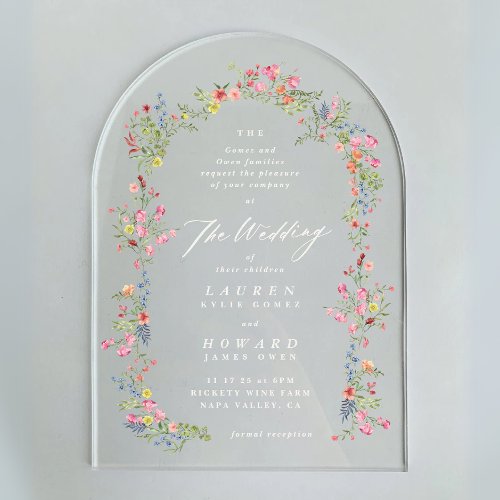 romantic dainty floral arch spring garden wedding