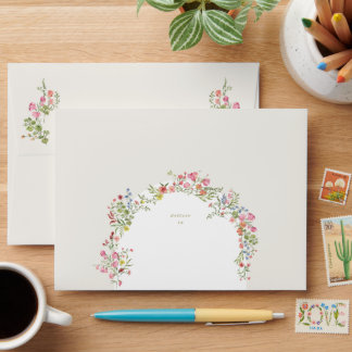 romantic dainty floral arch spring garden wedding envelope